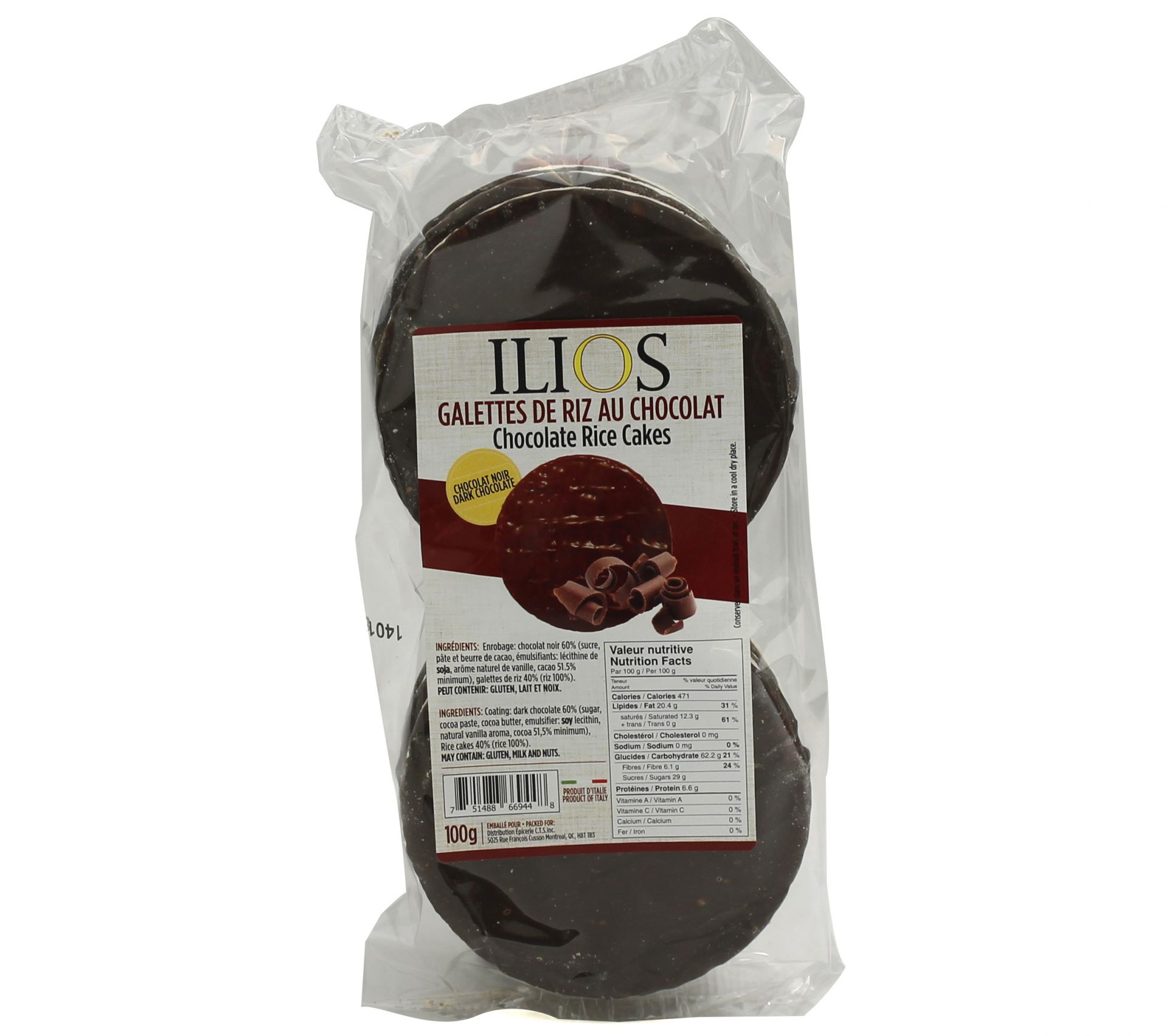 Galettes de riz au chocolat Ilios 100g - Fruiterie Potager