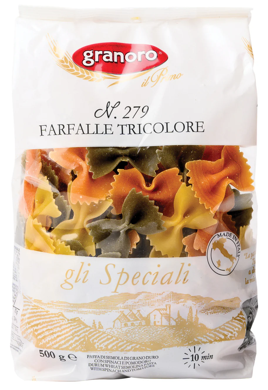 Granoro - Dedicato Farfalle Tricolore 500 g - Fruiterie Potager