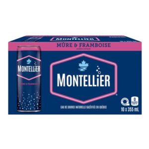 Eau de source naturelle gazéifiée Mûre et Framboise – Montellier 10x355ml