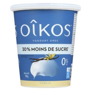 Oîkos - Yogourt moins de sucre Vanille 0 % 750 g