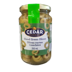 Olives vertes tranchées Cedar Phoenicia 250 ml
