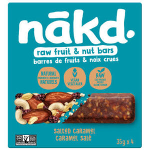 Barres de fruits et noix crues aux Caramel Salé - Nakd 4 x 35 g